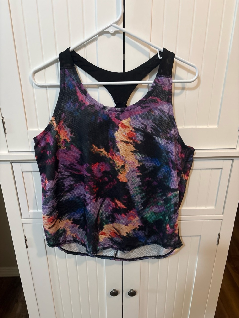 Cascade Sport Multicolor Abstract Racerback Athletic Tank L Yoga Pilates Gym